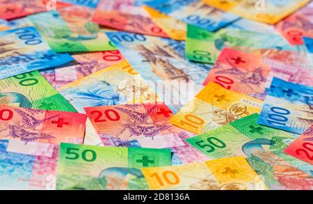 Sammlung der schweizer Banknoten (Neuauflage 2017-2019) Stockfoto