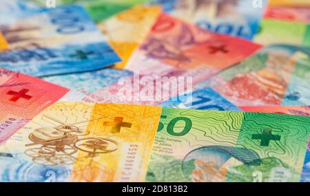 Sammlung der schweizer Banknoten (Neuauflage 2017-2019) Stockfoto