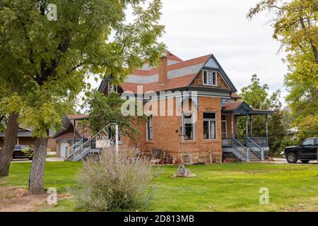 Utah, OCT 7, 2020 - Außenansicht des Kanab Historic Home Stockfoto