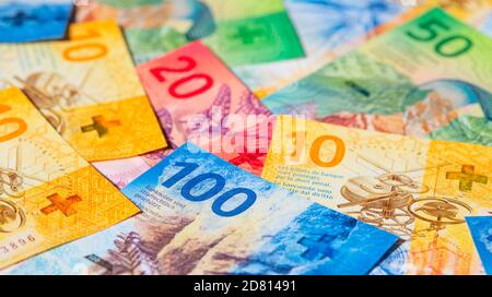 Sammlung der schweizer Banknoten (Neuauflage 2017-2019) Stockfoto