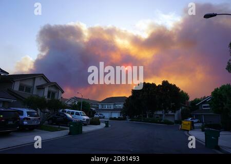 Rauch vom Feuer des Silverado Canyon Stockfoto