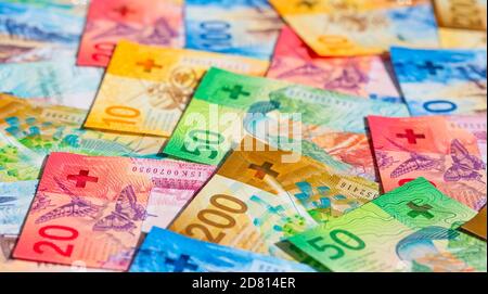 Sammlung der schweizer Banknoten (Neuauflage 2017-2019) Stockfoto