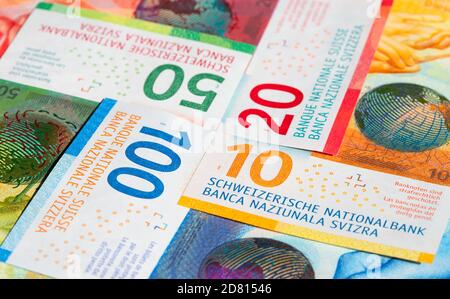 Sammlung der schweizer Banknoten (Neuauflage 2017-2019) Stockfoto
