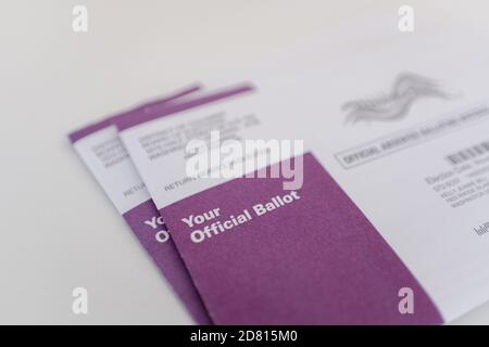 Nahaufnahme der offiziellen Post in Abstimmung für die Wahl 2020 Stockfoto