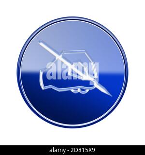 e-Mail Symbol glänzend blau, isoliert auf weißem Hintergrund. Stockfoto