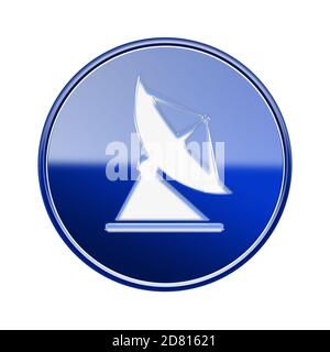 Antenne-Symbol glänzend blau, isoliert auf weißem Hintergrund Stockfoto