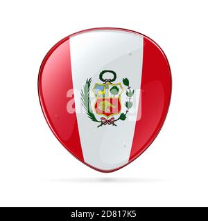 Peru Flag Symbol, isoliert auf weißem Hintergrund. Stockfoto