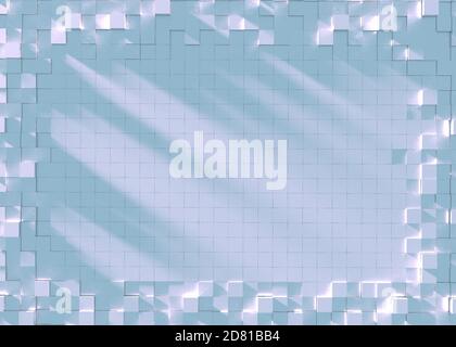 Abstraktes Mosaik Hintergrund mit Strahlen aus Licht. 3d-Rendering Stockfoto