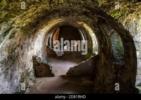 Keller der Haliburton Range im Dirleton Castle in Dirleton Village, East Lothian, Schottland, Großbritannien Stockfoto