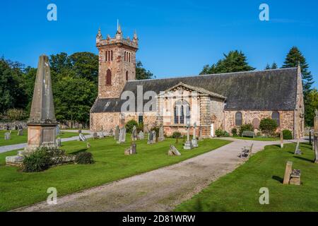 Dirleton Kirk und kirkyard in Dirleton Village, East Lothian, Schottland, Großbritannien Stockfoto