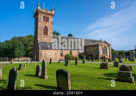 Dirleton Kirk und kirkyard in Dirleton Village, East Lothian, Schottland, Großbritannien Stockfoto