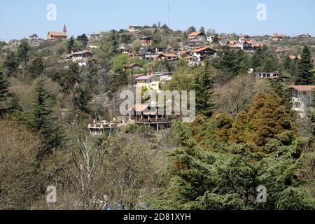 La Cumbrecita, Cordoba, Argentinien - 2020: Panoramablick auf diese touristische Stadt. Stockfoto