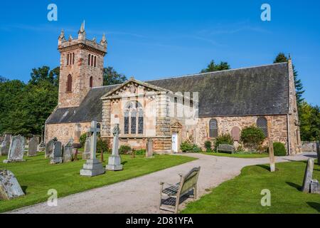 Dirleton Kirk und kirkyard in Dirleton Village, East Lothian, Schottland, Großbritannien Stockfoto