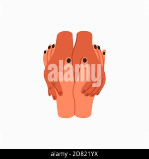 Mitgefühl. Symbol für Empathie und Mitgefühl - Hände halten. Stock Vektor