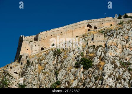 Burgfelsen von Palamidi in Nauplion, Griechenland Stockfoto