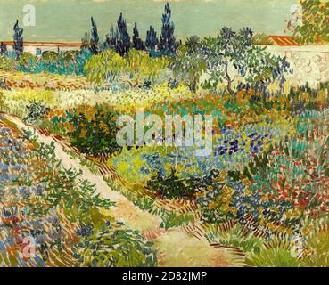 Titel: Der Garten von Arles Ersteller: Vincent van Gogh Datum: 1888 Medium: Öl auf Leinwand Maße: 72 x91 cm Ort: Haags Gemeentemuseum, Den Haag Stockfoto