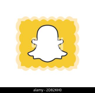 Snapchat App ist ein beliebtes Social-Networking-Anwendung zum Teilen von Fotos. Snapchat-Logo . Charkiw, Ukraine - Juni , 2020 Stockfoto