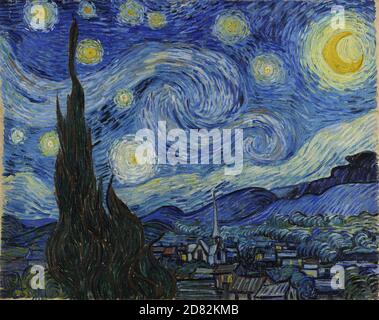 Titel: Die Sternennacht Schöpfer: Vincent van Gogh Datum: 1889 Medium: Öl auf Leinwand Maße: 73.7x92.1 cm Ort: Museum of Modern Art, New York Stockfoto