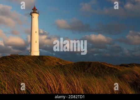 Leuchtturm Norre Lyngvig bei Hvide Sande; Dänemark; Nørre Lyngvig Fyr, Dänemark Stockfoto