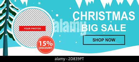 Weihnachtsverkauf Werbebanner mit Geschenken und bunten weihnachtselementen Stock Vektor