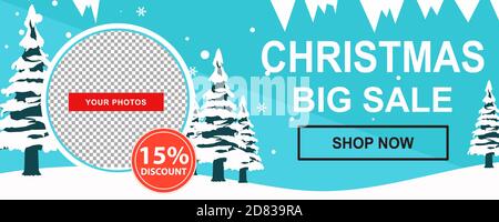 Weihnachtsverkauf Werbebanner mit Geschenken und bunten weihnachtselementen Stock Vektor