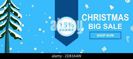 Weihnachtsverkauf Werbebanner mit Geschenken und bunten weihnachtselementen Stock Vektor