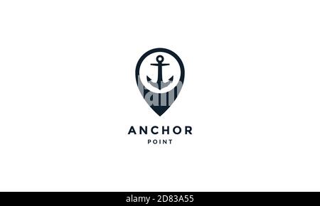 Anker mit Pin Lageplan modernes Logo Vektor Symbol Illustration Stock Vektor