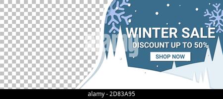 Winter und Weihnachten Werbebanner mit Papier Stil. Werbebanner für den Verkauf Ihrer besten Produkte in diesem Monat. Stock Vektor