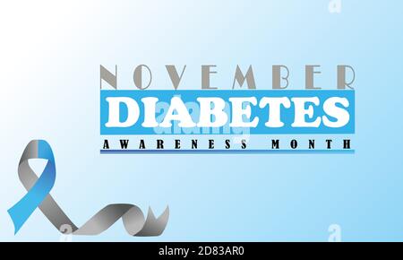 Vektor-Banner Oder Poster-Design Für Diabetes Awareness Monat November Mit Farbband In Blau Und Grau Stock Vektor