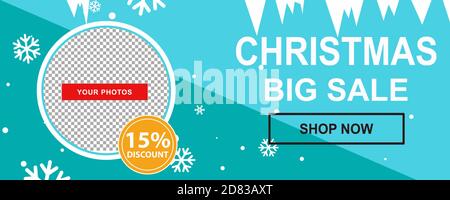 Weihnachtsverkauf Werbebanner mit Geschenken und bunten weihnachtselementen Stock Vektor