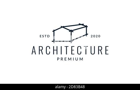 Lagerarchitektur Linie Umriss einfache Logo Vektor Symbol Illustration Stock Vektor