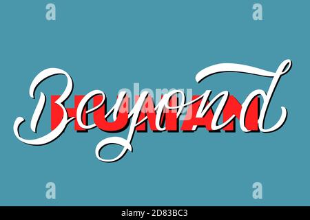 Beyond Human - kreativer Handschriftzug über KI-gesteuerte Technologie Trend Stockfoto