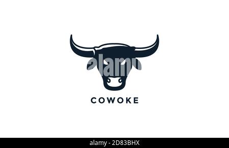 Kopf Kuh oder Rinder oder Milchkühe wütend Silhouette Logo vektorsymbole Stock Vektor