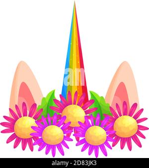 Einhorn Stirnband mit Astern Kranz Illustration Stock Vektor