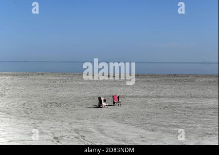 Bombay Beach und die Südkalifornien Salton Sea Landscape in Kalifornien, USA. Salton Sea Endorheic Rift Lake. Stockfoto