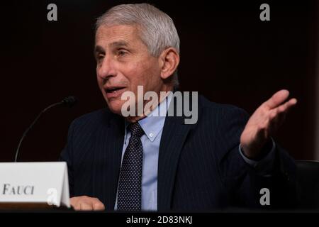 Anthony Fauci, MD, Direktor, National Institute of Allergy and Infectious Diseases, National Institutes of Health; Bezeugt während einer Anhörung des US-Senats für Gesundheit, Bildung, Arbeit und Altersversorgung COVID-19 zu untersuchen, wobei der Schwerpunkt auf einem Update über die Reaktion des Bundes im US-Kapitol am 23. September 2020 in Washington, D.C., liegt.Quelle: Alex Edelman/The Photo Access Stockfoto