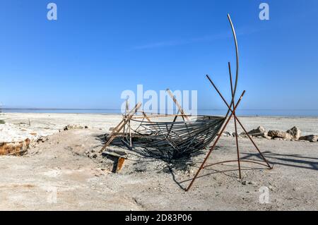 Bombay Beach und die Südkalifornien Salton Sea Landscape in Kalifornien, USA. Salton Sea Endorheic Rift Lake. Stockfoto