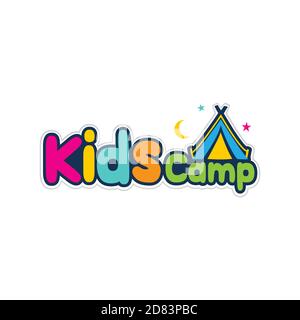 Kinder Camp Logo Vorlage. Kinder bunten Banner Stock Vektor