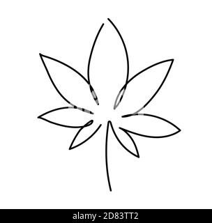 Symbol für Cannabisblatt. Grafische Linienzeichnung von Marihuana, Logo, Symbol. Vektorgrafik. Schöne minimalistische Handzeichnung einer Pflanze Stock Vektor