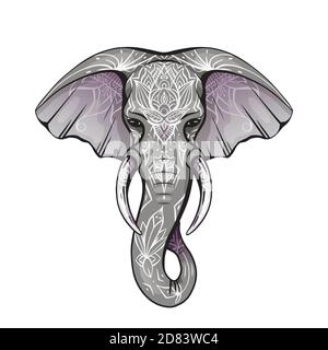 Kontur Nativer Elefantenkopf Mit Russel Stosszahnen Und Boho Ornamenten Auf Mandala Hintergrund Ganesha Kopf Mit Mandala Vektor Silhouette Fur Die Farbung Pag Stock Vektorgrafik Alamy