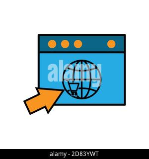 Flaches Symbol für die Zielseite für Online-Shopping. Vektor der Designvorlage Stock Vektor