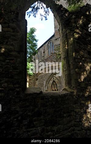 Das Äußere von Little Malvern Priory, die Remais eines Benediktinerklosters in Little Malvern, Worcestershire Stockfoto