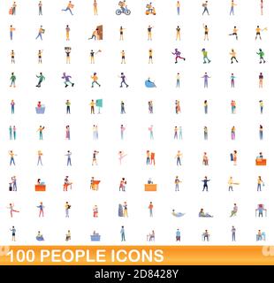 100 Personen Symbole gesetzt. Cartoon Illustration von 100 Personen Symbole Vektor auf weißem Hintergrund einstellen Stock Vektor