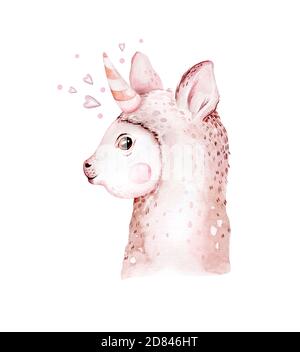 Niedliche Aquarell Lama, Alpaka Illustration isoliert auf weiß. Llama Print ethnischen Decke, Blumen Kranz, Blumenstrauß und Boho mexikanischen Dekoration Stockfoto