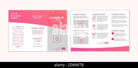 Charity und Spende dreifache Design-Vorlage. Kartenflyer mit Ihrem Text für Freiwilligenzentrum, Fundraising-Veranstaltung, Organisation. Vektorgrafik. Stock Vektor