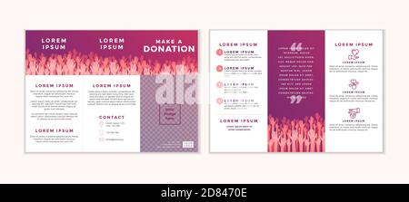 Charity und Spende dreifache Design-Vorlage. Kartenflyer mit Ihrem Text für Freiwilligenzentrum, Fundraising-Veranstaltung, Organisation. Vektorgrafik. Stock Vektor