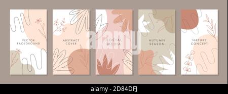 Trendige abstrakte universelle Vorlage mit Naturkonzept. Kann für Beiträge in sozialen Medien, Meldungen, mobile Apps, Bannerdesign, Web- oder Internetwerbung verwendet werden. Stock Vektor