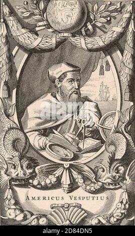 AMERIGO VESPUCCI (1454-1512) italienischer Kaufmann und Entdecker in einem 1637 Gravur Stockfoto