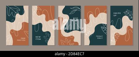 Trendige abstrakte universelle Vorlage mit Naturkonzept. Kann für Beiträge in sozialen Medien, Meldungen, mobile Apps, Bannerdesign, Web- oder Internetwerbung verwendet werden. Stock Vektor