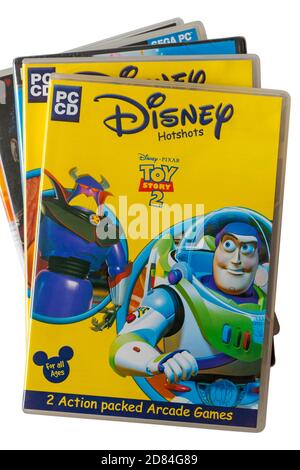 Disney Hotshots Toy Story 2 PC CD 2 Action verpackt arcade-Spiele auf weißem Hintergrund - für alle Altersgruppen Stockfoto